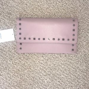 Mauve studded clutch purse